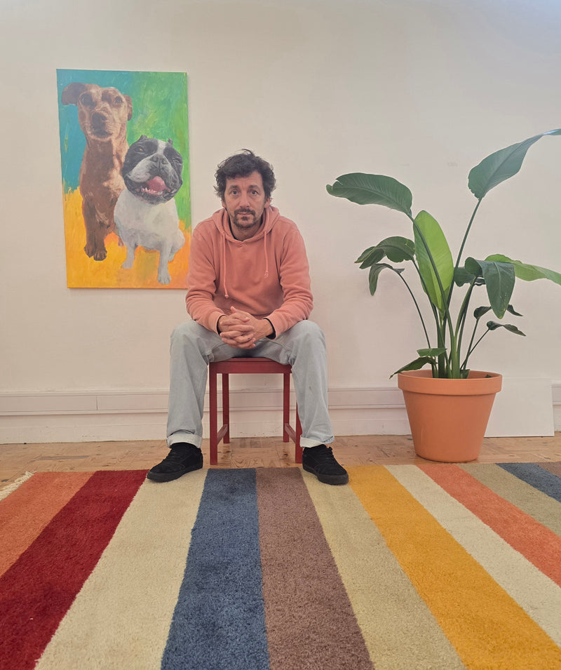 100% Handpainted Portrait Painting, entitled Two dogs-2, 60x100 cm, Acrylic on Canvas, 2026, in Pop Realism Style