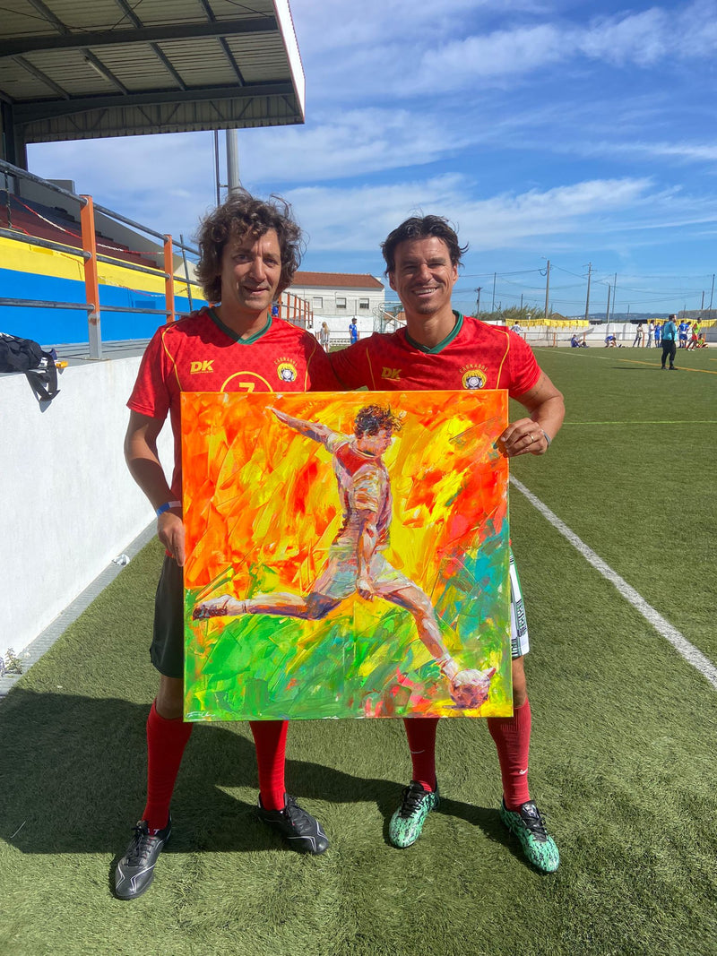 100% Handpainted Portrait Painting, entitled Football player-2, 70x70 cm, Acrylic on Canvas, 2024, in Pop Realism Style