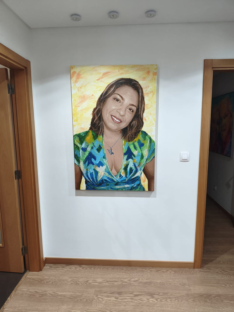 100% Handpainted Portrait Painting, entitled Woman-69, 80x120 cm, Acrylic on Canvas, 2026, in Classic Style