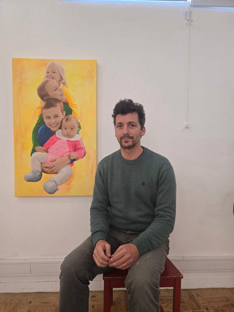 100% Handpainted Portrait Painting, entitled Four Siblings, 60x100 cm, Acrylic on Canvas, 2026, in Classic Style